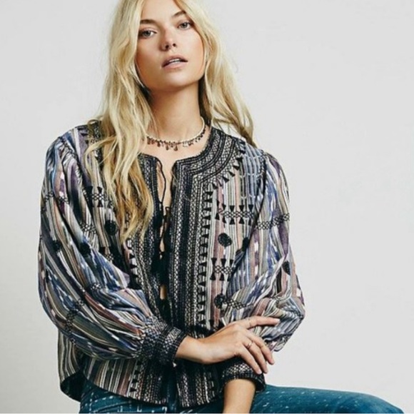 FREE PEOPLE EMBROIDERED BATIK SHIRT/ JACKET - Picture 2 of 10